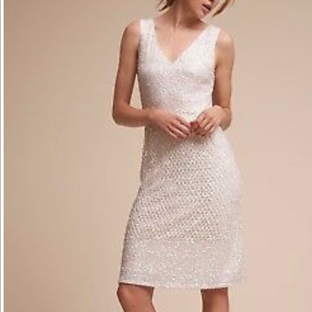 Adriana papell white sequin dress